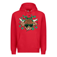 Red st patrick's day cow Premium Hoodie - MaliasSmallBusiness
