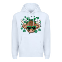 White st patrick's day cow Premium Hoodie - MaliasSmallBusiness