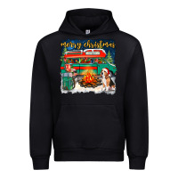 Black merry christmas with camper van Urban Hoodie - NancyCooperArtShop