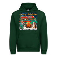 Forest Green merry christmas with camper van Urban Hoodie - NancyCooperArtShop