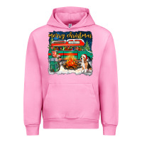 Fuchsia Pink merry christmas with camper van Urban Hoodie - NancyCooperArtShop