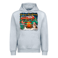 Heather Grey merry christmas with camper van Urban Hoodie - NancyCooperArtShop