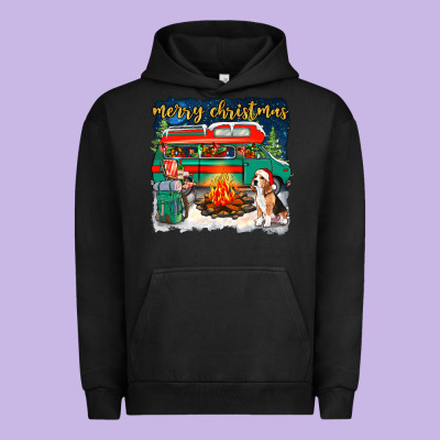 Merry Christmas With Camper Van Urban Hoodie Designed By Nancycooperartshop
