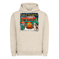 Pigment French Oak merry christmas with camper van Urban Hoodie - NancyCooperArtShop