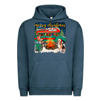Pigment Midnight Navy merry christmas with camper van Urban Hoodie - NancyCooperArtShop