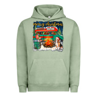 Pigment Oil Green merry christmas with camper van Urban Hoodie - NancyCooperArtShop