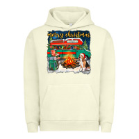 Pigment Pistachio merry christmas with camper van Urban Hoodie - NancyCooperArtShop