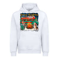 White merry christmas with camper van Urban Hoodie - NancyCooperArtShop