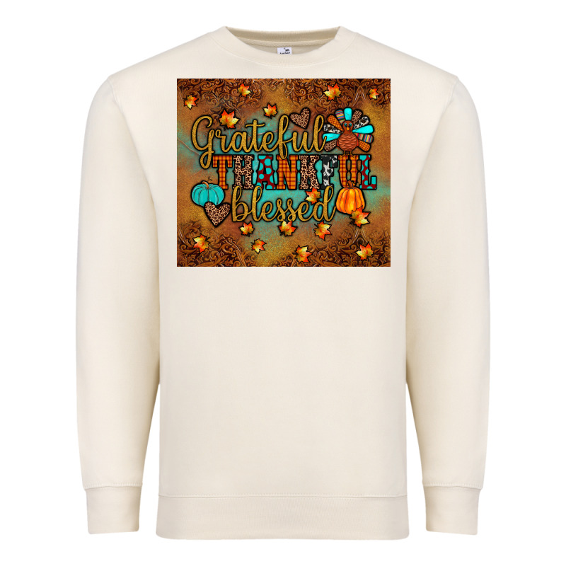 Grateful Thankful Blessed Turkey Premium Sweatshirt by JahusDesignShop | Teevron
