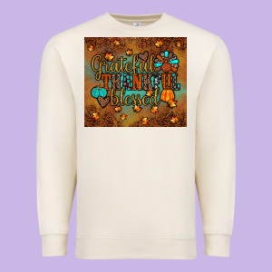 Grateful Thankful Blessed Turkey Premium Sweatshirt Designed By Jahusdesignshop