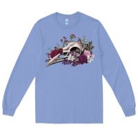 Colony Blue Boho floral raven skull Long Sleeve Tee - RanaPortraitStore