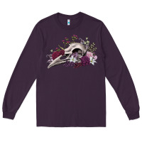 Plum Boho floral raven skull Long Sleeve Tee - RanaPortraitStore