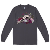 Smoke Boho floral raven skull Long Sleeve Tee - RanaPortraitStore
