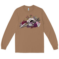 Toasted Coconut Boho floral raven skull Long Sleeve Tee - RanaPortraitStore