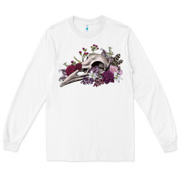 White Boho floral raven skull Long Sleeve Tee - RanaPortraitStore