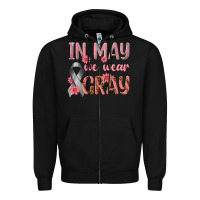 Black In May We Wear Gray Zipper Hoodie - texasbilliewilder