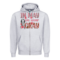 Heather Grey In May We Wear Gray Zipper Hoodie - texasbilliewilder