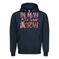 Navy In May We Wear Gray Zipper Hoodie - texasbilliewilder