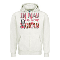 Oatmeal Heather In May We Wear Gray Zipper Hoodie - texasbilliewilder