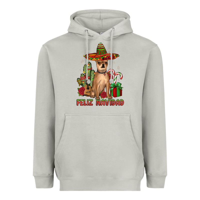 Chihuahua Feliz Navidad Heavyweight Hoodie by JahusDesignShop | Teevron