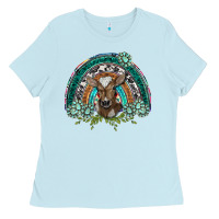Turquoise Gemstones Brown Baby Cow  Rainbow Ladies Tee | Teevron