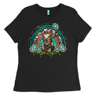 Black turquoise gemstones brown baby cow  rainbow Ladies Tee - BarkalooDesign