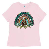 Bubblegum Pink turquoise gemstones brown baby cow  rainbow Ladies Tee - BarkalooDesign