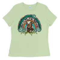 Matcha turquoise gemstones brown baby cow  rainbow Ladies Tee - BarkalooDesign