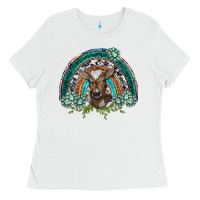White turquoise gemstones brown baby cow  rainbow Ladies Tee - BarkalooDesign