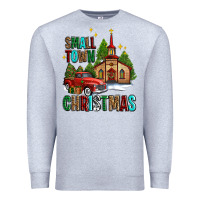 Heather Grey small town christmas church western truck Premium Sweatshirt - AdoDesignShop