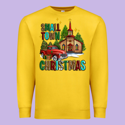 Small Town Christmas Church Western Truck Premium Sweatshirt Designed By Adodesignshop