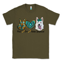 Army Green peace love white sepherd Classic Tee - RanaPortraitStore