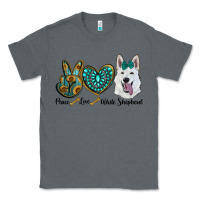 Charcoal Heather peace love white sepherd Classic Tee - RanaPortraitStore