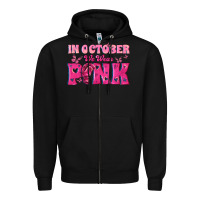 Black In October We Wear Pink Zipper Hoodie - texasbilliewilder