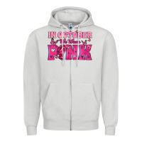 Dove Grey In October We Wear Pink Zipper Hoodie - texasbilliewilder