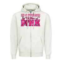 Oatmeal Heather In October We Wear Pink Zipper Hoodie - texasbilliewilder