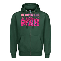 In October We Wear Pink Zipper Hoodie | Teevron