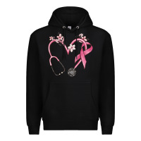 Black stethoscope nurse medical breast cancer awareness Premium Hoodie - MaliasSmallBusiness