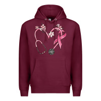 Burgundy stethoscope nurse medical breast cancer awareness Premium Hoodie - MaliasSmallBusiness