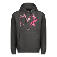 Charcoal Heather stethoscope nurse medical breast cancer awareness Premium Hoodie - MaliasSmallBusiness