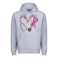 Heather Grey stethoscope nurse medical breast cancer awareness Premium Hoodie - MaliasSmallBusiness