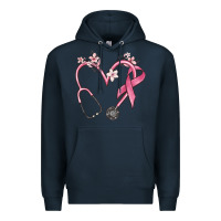 Navy stethoscope nurse medical breast cancer awareness Premium Hoodie - MaliasSmallBusiness