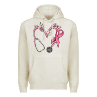 Oatmeal Heather stethoscope nurse medical breast cancer awareness Premium Hoodie - MaliasSmallBusiness