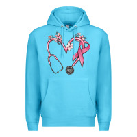 Ocean Blue stethoscope nurse medical breast cancer awareness Premium Hoodie - MaliasSmallBusiness