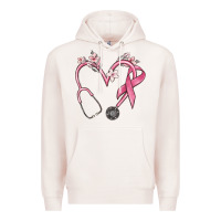 Pale Pink stethoscope nurse medical breast cancer awareness Premium Hoodie - MaliasSmallBusiness