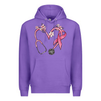 Purple stethoscope nurse medical breast cancer awareness Premium Hoodie - MaliasSmallBusiness