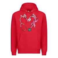 Red stethoscope nurse medical breast cancer awareness Premium Hoodie - MaliasSmallBusiness