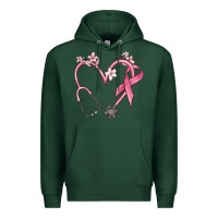 Sports Green stethoscope nurse medical breast cancer awareness Premium Hoodie - MaliasSmallBusiness