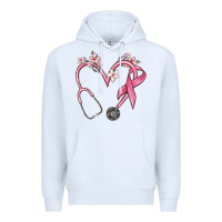 White stethoscope nurse medical breast cancer awareness Premium Hoodie - MaliasSmallBusiness
