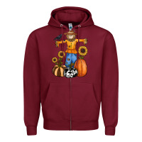 Burgundy pumpkin sunflower fall scarecrow Zipper Hoodie - RanaPortraitStore